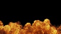 A fiery flaming explosion on a black background