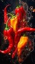 Fiery Flavors: Exploring the Dynamic Forms of Peppers on a High Royalty Free Stock Photo