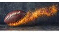 Fiery Football Explosion Gridiron Action On Fire With Dramatic Flames On Dark Background Royalty Free Stock Photo