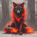 Fiery Fox: Magical Creature Art Illustration Royalty Free Stock Photo