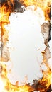 Fiery Frame Border Burning with Orange Flames and Black Ash Royalty Free Stock Photo