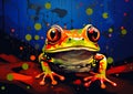 Fiery Frogs: A Vibrant Digital Painting of Acidic Oozing Colors