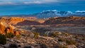 Fiery Furnace and La Sal Mountains at Sunset Royalty Free Stock Photo