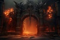 infernal passage engulfed in flames beckoning lost souls, Generative AI