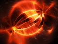 Fiery glowing energy strings in space