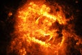 Fiery glowing high energy flame in space