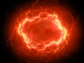 Fiery glowing spherical high energy plasma lightning in space Royalty Free Stock Photo
