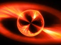 Fiery supermassive mysterios object in space gamma ray burst, computer generated abstract background, 3D rendering Royalty Free Stock Photo