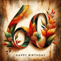 Fiery Golden 60th Birthday Watercolor Celebration