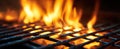 The fiery grill flames dancing above the cooking surface..AI generated image Royalty Free Stock Photo