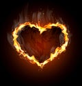 Fiery heart on a black background