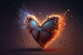 A fiery heart with a butterfly