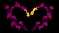 Fiery heart, 3d render. Heart-shaped flame on a black background. Fire with pink smoke Royalty Free Stock Photo