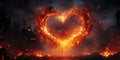 Fiery heart on a dark background. Valentine's day theme. Generative AI Royalty Free Stock Photo