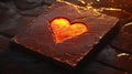 Fiery Heart Embedded In Dark Stone Slab Royalty Free Stock Photo