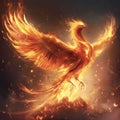 Fiery heat bird on a dark background