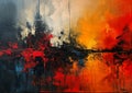 Fiery Horizons: A Dynamic Abstract Landscape of Shattered Sunlig