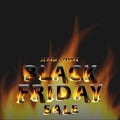 Fiery hot black friday sale. Promotional marketing banner poster. Design template. Royalty Free Stock Photo