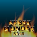 Fiery hot cyber monday sale. Promotional marketing banner poster. Design template. Royalty Free Stock Photo