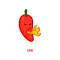 Fiery hot peppers kawaii doodle flat cartoon vector