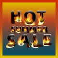 Fiery hot summer sale. Design template. Promotional marketing banner poster.