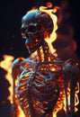 Burning Skeleton in Flames. Generative AI