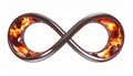 Fiery Infinity Symbol: Glowing Metal and Flame Design Royalty Free Stock Photo