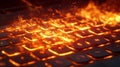 Fiery Keyboard Destruction: Close Up of Burning Laptop Keyboard Royalty Free Stock Photo
