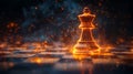 Fiery King Chess Piece on Board, Smoke, Battle Royalty Free Stock Photo