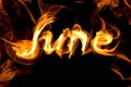 Fiery letters of the word June