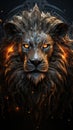 Fiery Lion on a black background.