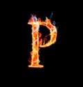 Fiery magic font - P Royalty Free Stock Photo