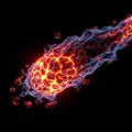 Fiery meteor fireball isolated on dark background dramatic burning comet effect Royalty Free Stock Photo