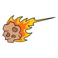 Fiery meteorite, doodle icon drawing