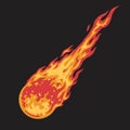 Fiery meteorite flat emblem colorful