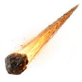 Burning meteoroid in space isolated on white Royalty Free Stock Photo