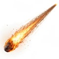 Burning meteoroid in space isolated on white Royalty Free Stock Photo