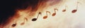 Fiery music notes dance elegantly through the flames Royalty Free Stock Photo
