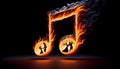 Fiery Musical Note. Generative AI Royalty Free Stock Photo
