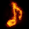 Fiery musical note symbol Royalty Free Stock Photo