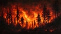 Fiery Night Forest Fire Silhouette Royalty Free Stock Photo