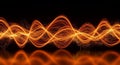 Fiery Orange Abstract Wave of Light Trails and Particles on Black fire Royalty Free Stock Photo