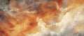 Fiery Orange Clouds on Watercolor Canvas .