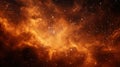 Fiery orange nebula with star cluster in dark cosmic space, abstract celestial explosion artwork, AI generated Royalty Free Stock Photo
