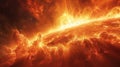 A fiery orange planet with clouds and a bright sun Royalty Free Stock Photo