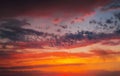 Fiery, orange and red colors sunset sky. Royalty Free Stock Photo