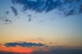 Fiery, orange and red colors of sunset sky. Beautiful background.