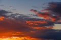 Fiery, orange and red colors sunset sky. Royalty Free Stock Photo