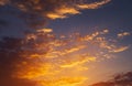 Fiery, orange and red colors sunset sky. Royalty Free Stock Photo
