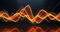 Fiery orange sound wave with glowing particles against a dark, futuristic background Royalty Free Stock Photo
